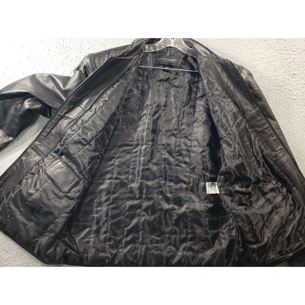 Port Authority Signature Leather Jacket Men's Large Black Kenwood Motorcycle - Picture 7 of 12